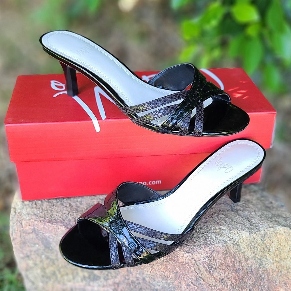 New Impo Neesha Black Kitten Heel Slide shoe